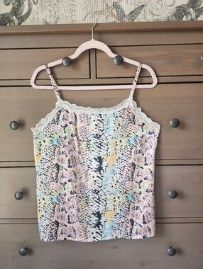 JV Joan Vass Pastel Snakeskin Camisole Size Medium